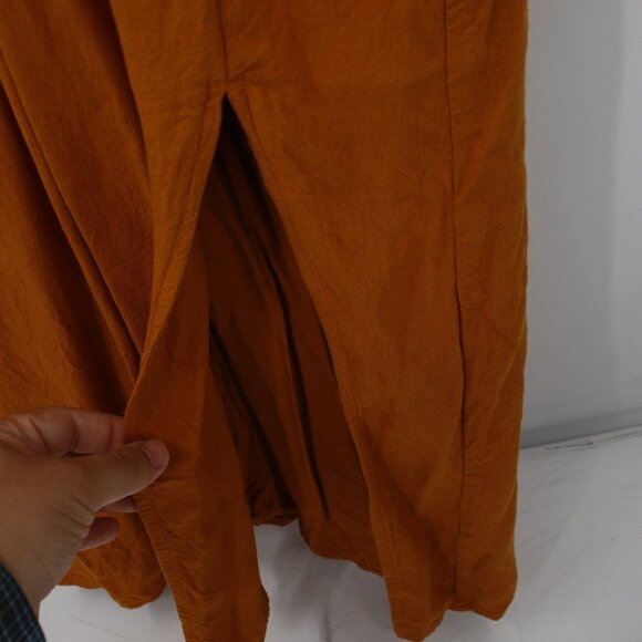 Abercrombie & Fitch Midi Dress Womens‎ Small mustard Knotted Front Cutout V Neck - Picture 6 of 14